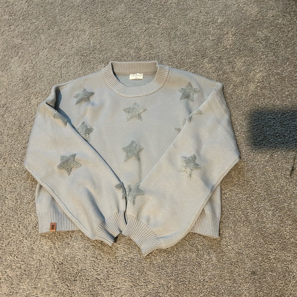 Simply Southern Gray Star Crewneck Sweater